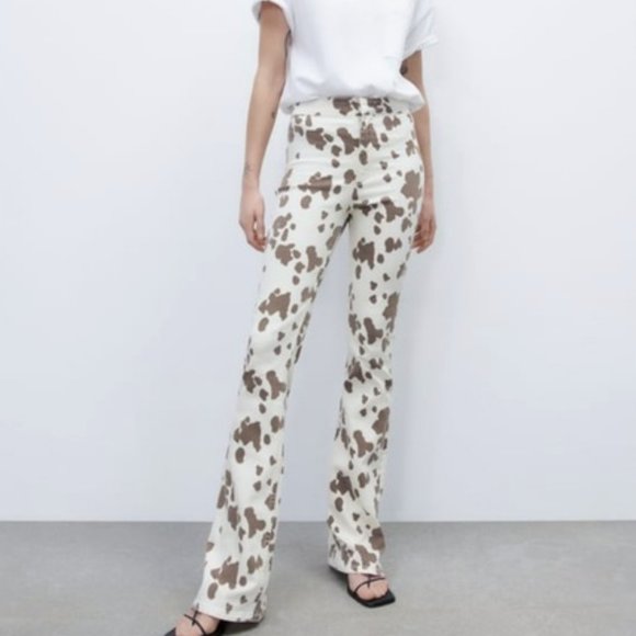 FLARED SKINNY JEGGINGS BROWN / WHITE - Picture 2 of 4